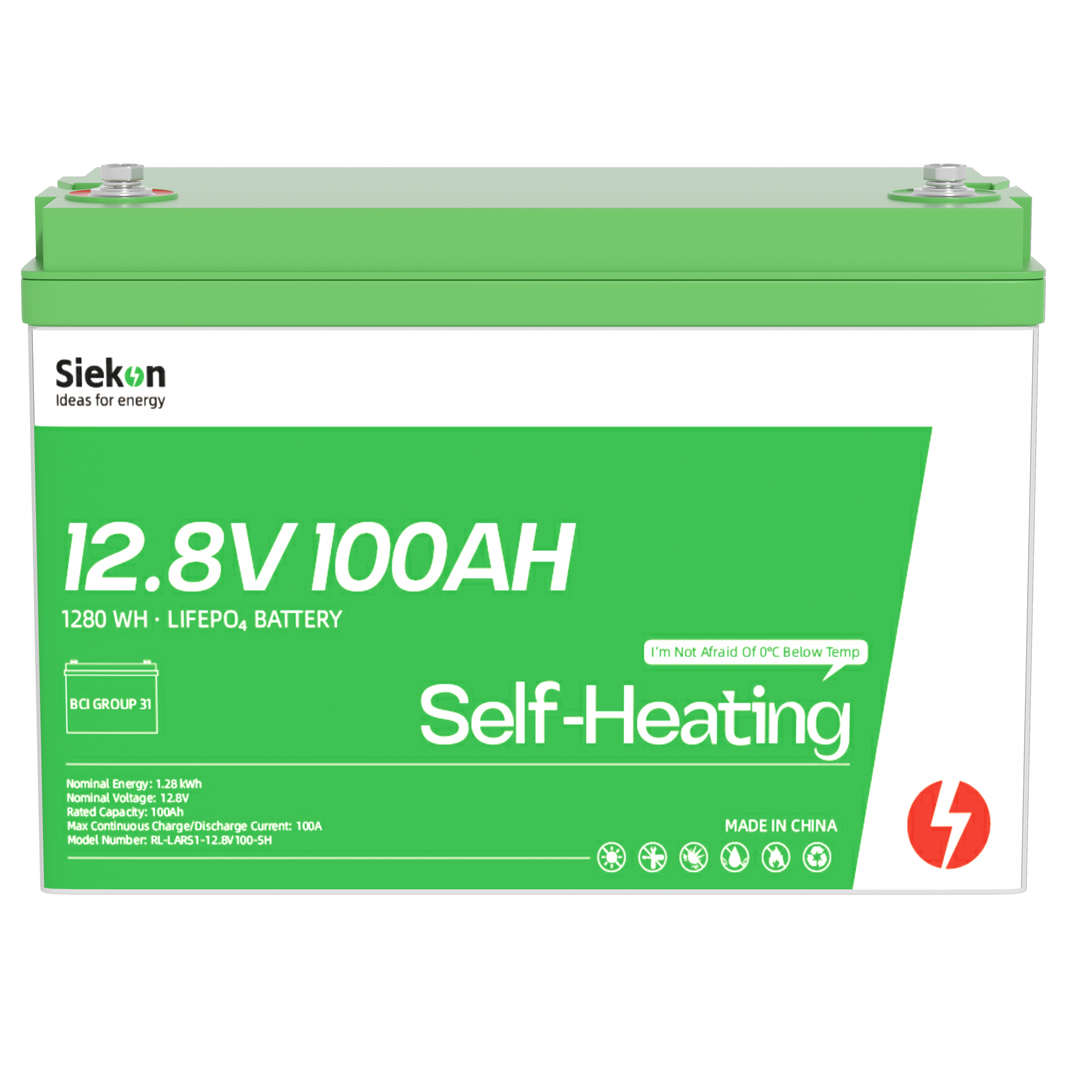 Siekon 12V 100Ah LiFePO4 battery | Self-Heating