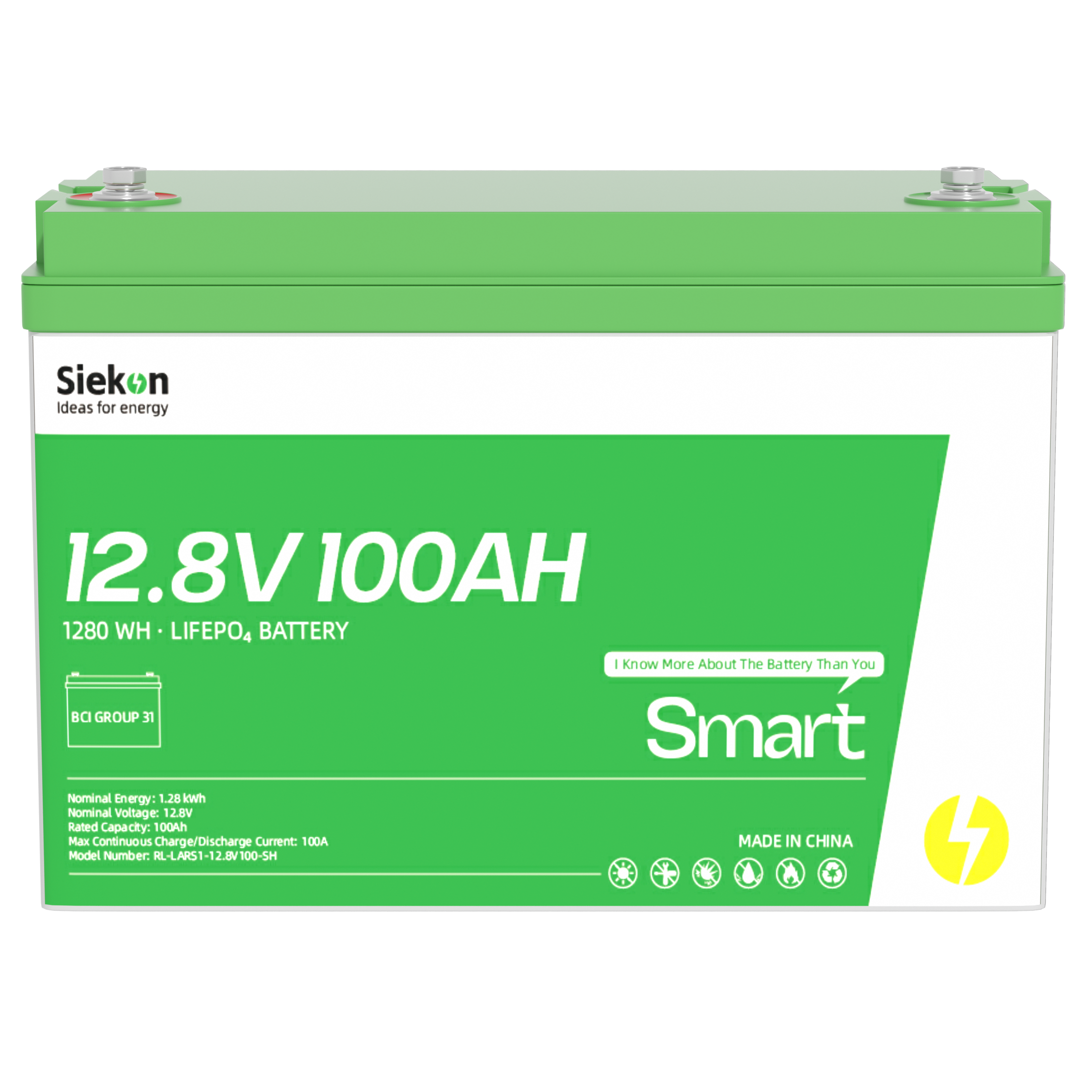 Siekon 12V 100Ah LiFePO4 battery | Smart